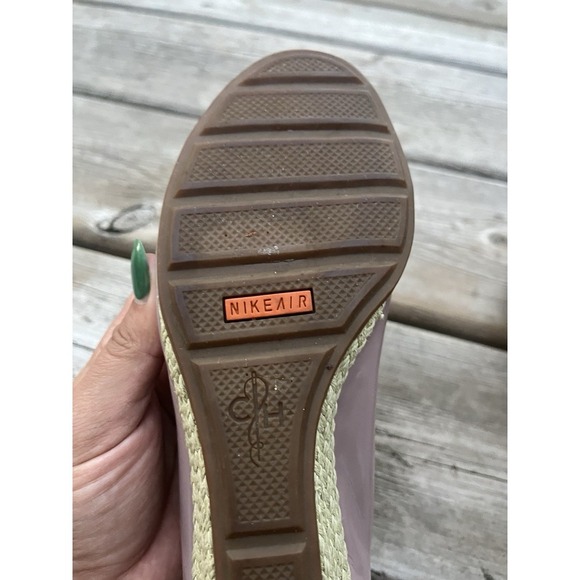 Women Cole Haan Air Tali US 5,5 Purple Patent Leather Peep Toe Wedge Heels - Picture 5 of 11